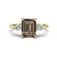 1 - Leah 2.93 ctw Smoky Quartz Emerald Shape (9x7 mm) Hidden Halo accented Lab Grown Diamond Engagement Ring 