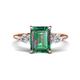 1 - Leah 3.89 ctw Created Alexandrite Emerald Shape (9x7 mm) Hidden Halo accented Lab Grown Diamond Engagement Ring 