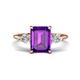 1 - Leah 2.93 ctw Amethyst Emerald Shape (9x7 mm) Hidden Halo accented Lab Grown Diamond Engagement Ring 