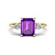 1 - Leah 2.93 ctw Amethyst Emerald Shape (9x7 mm) Hidden Halo accented Lab Grown Diamond Engagement Ring 