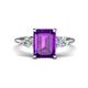 1 - Leah 2.93 ctw Amethyst Emerald Shape (9x7 mm) Hidden Halo accented Lab Grown Diamond Engagement Ring 