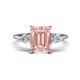 1 - Leah 3.18 ctw Morganite Emerald Shape (9x7 mm) Hidden Halo accented Lab Grown Diamond Engagement Ring 