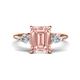 1 - Leah 3.18 ctw Morganite Emerald Shape (9x7 mm) Hidden Halo accented Lab Grown Diamond Engagement Ring 