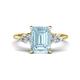1 - Leah 2.93 ctw Aquamarine Emerald Shape (9x7 mm) Hidden Halo accented Lab Grown Diamond Engagement Ring 