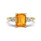1 - Leah 2.93 ctw Citrine Emerald Shape (9x7 mm) Hidden Halo accented Lab Grown Diamond Engagement Ring 