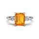 1 - Leah 2.93 ctw Citrine Emerald Shape (9x7 mm) Hidden Halo accented Lab Grown Diamond Engagement Ring 