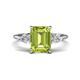 1 - Leah 3.38 ctw Peridot Emerald Shape (9x7 mm) Hidden Halo accented Lab Grown Diamond Engagement Ring 