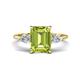 1 - Leah 3.38 ctw Peridot Emerald Shape (9x7 mm) Hidden Halo accented Lab Grown Diamond Engagement Ring 