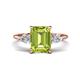 1 - Leah 3.38 ctw Peridot Emerald Shape (9x7 mm) Hidden Halo accented Lab Grown Diamond Engagement Ring 