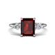 1 - Leah 3.93 ctw Red Garnet Emerald Shape (9x7 mm) Hidden Halo accented Lab Grown Diamond Engagement Ring 