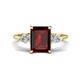 1 - Leah 3.93 ctw Red Garnet Emerald Shape (9x7 mm) Hidden Halo accented Lab Grown Diamond Engagement Ring 