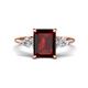 1 - Leah 3.93 ctw Red Garnet Emerald Shape (9x7 mm) Hidden Halo accented Lab Grown Diamond Engagement Ring 