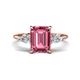 1 - Leah 3.78 ctw Pink Tourmaline Emerald Shape (9x7 mm) Hidden Halo accented Lab Grown Diamond Engagement Ring 