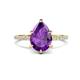 1 - Aisha 1.51 ctw Amethyst (9x6 mm) Pear Shape Hidden Halo accented Lab Grown Diamond Women Engagement ring
