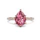 1 - Aisha 1.86 ctw Pink Tourmaline (9x6 mm) Pear Shape Hidden Halo accented Lab Grown Diamond Women Engagement ring