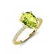 3 - Aisha 1.86 ctw Peridot (9x6 mm) Pear Shape Hidden Halo accented Lab Grown Diamond Women Engagement ring