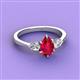 3 - Naomi 2.95 ctw Ruby Pear Shape (9x7 mm) accented Natural Diamond Three Stone Women Engagement Ring 