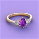 3 - Naomi 1.55 ctw Amethyst Pear Shape (9x7 mm) accented Natural Diamond Three Stone Women Engagement Ring 