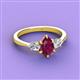 3 - Naomi 1.85 ctw Rhodolite Garnet Pear Shape (9x7 mm) accented Natural Diamond Three Stone Women Engagement Ring 