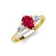 4 - Naomi 2.95 ctw Ruby Pear Shape (9x7 mm) accented Natural Diamond Three Stone Women Engagement Ring 