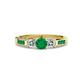 3 - Jamille Emerald and Diamond Three Stone with Side Emerald Ring 