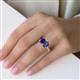 3 - Galina 7x5 mm Emerald Cut Blue Sapphire and 8x6 mm Oval Iolite 2 Stone Duo Ring 
