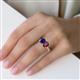 3 - Galina 7x5 mm Emerald Cut Blue Sapphire and 8x6 mm Oval Rhodolite Garnet 2 Stone Duo Ring 