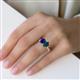 3 - Galina 7x5 mm Emerald Cut Blue Sapphire and 8x6 mm Oval London Blue Topaz 2 Stone Duo Ring 
