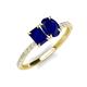 4 - Galina 7x5 mm Emerald Cut and 8x6 mm Oval Blue Sapphire 2 Stone Duo Ring 