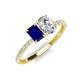 4 - Galina 7x5 mm Emerald Cut Blue Sapphire and 8x6 mm Oval Forever Brilliant Moissanite 2 Stone Duo Ring 