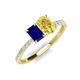 4 - Galina 7x5 mm Emerald Cut Blue Sapphire and 8x6 mm Oval Yellow Sapphire 2 Stone Duo Ring 