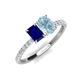 4 - Galina 7x5 mm Emerald Cut Blue Sapphire and 8x6 mm Oval Aquamarine 2 Stone Duo Ring 