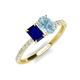 4 - Galina 7x5 mm Emerald Cut Blue Sapphire and 8x6 mm Oval Aquamarine 2 Stone Duo Ring 