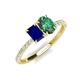4 - Galina 7x5 mm Emerald Cut Blue Sapphire and 8x6 mm Oval Lab Created Alexandrite 2 Stone Duo Ring 