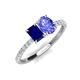 4 - Galina 7x5 mm Emerald Cut Blue Sapphire and 8x6 mm Oval Tanzanite 2 Stone Duo Ring 
