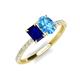 4 - Galina 7x5 mm Emerald Cut Blue Sapphire and 8x6 mm Oval Blue Topaz 2 Stone Duo Ring 