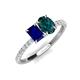 4 - Galina 7x5 mm Emerald Cut Blue Sapphire and 8x6 mm Oval London Blue Topaz 2 Stone Duo Ring 