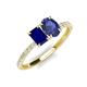 4 - Galina 7x5 mm Emerald Cut Blue Sapphire and 8x6 mm Oval Iolite 2 Stone Duo Ring 
