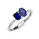 4 - Galina 7x5 mm Emerald Cut Blue Sapphire and 8x6 mm Oval Iolite 2 Stone Duo Ring 