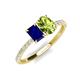 4 - Galina 7x5 mm Emerald Cut Blue Sapphire and 8x6 mm Oval Peridot 2 Stone Duo Ring 
