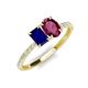4 - Galina 7x5 mm Emerald Cut Blue Sapphire and 8x6 mm Oval Rhodolite Garnet 2 Stone Duo Ring 