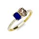 4 - Galina 7x5 mm Emerald Cut Blue Sapphire and 8x6 mm Oval Smoky Quartz 2 Stone Duo Ring 