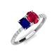 4 - Galina 7x5 mm Emerald Cut Blue Sapphire and 8x6 mm Oval Ruby 2 Stone Duo Ring 