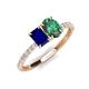 4 - Galina 7x5 mm Emerald Cut Blue Sapphire and 8x6 mm Oval Lab Created Alexandrite 2 Stone Duo Ring 