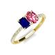 4 - Galina 7x5 mm Emerald Cut Blue Sapphire and 8x6 mm Oval Pink Tourmaline 2 Stone Duo Ring 