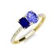 4 - Galina 7x5 mm Emerald Cut Blue Sapphire and 8x6 mm Oval Tanzanite 2 Stone Duo Ring 