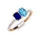 4 - Galina 7x5 mm Emerald Cut Blue Sapphire and 8x6 mm Oval Blue Topaz 2 Stone Duo Ring 