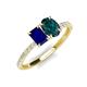4 - Galina 7x5 mm Emerald Cut Blue Sapphire and 8x6 mm Oval London Blue Topaz 2 Stone Duo Ring 