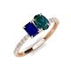 4 - Galina 7x5 mm Emerald Cut Blue Sapphire and 8x6 mm Oval London Blue Topaz 2 Stone Duo Ring 