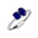 4 - Galina 7x5 mm Emerald Cut and 8x6 mm Oval Blue Sapphire 2 Stone Duo Ring 